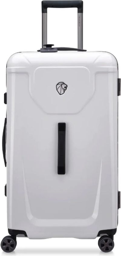 Delsey Peugeot 73 cm 4-Wheel Trunk Suitcase - White shown to scale