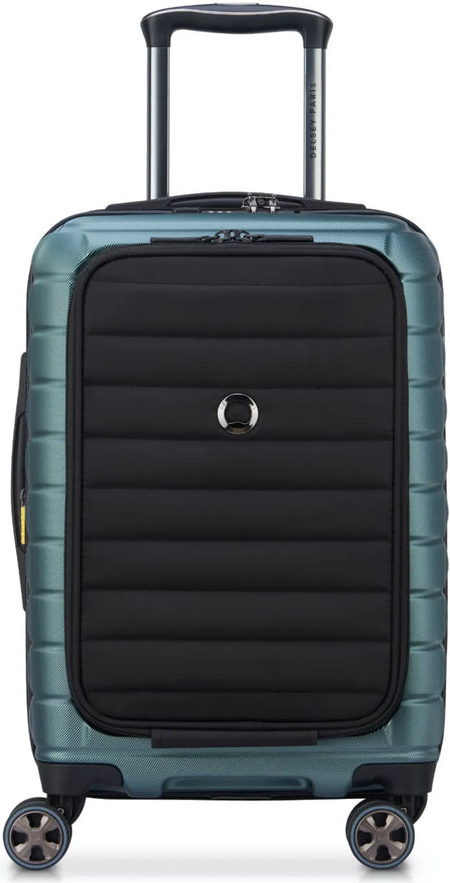 Delsey Shadow 5.0 - 55 cm 15 Laptop Front Loader Cabin Suitcase - Green front view for size comparison