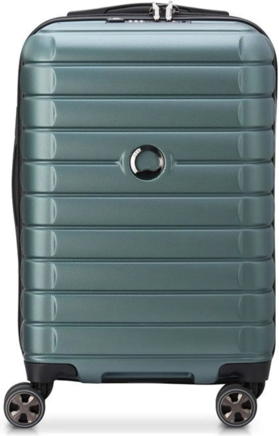 Delsey Shadow 5.0 - 55 cm Expandable Cabin Suitcase - Green front view for size comparison