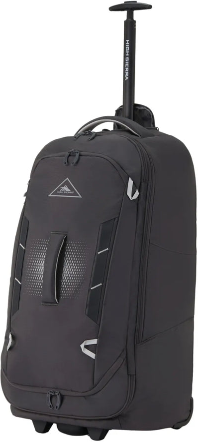 High Sierra Composite V4 76 cm Wheeled Duffle with Hidden Backpack Straps - Silver / Metal Grey front view for size comparison