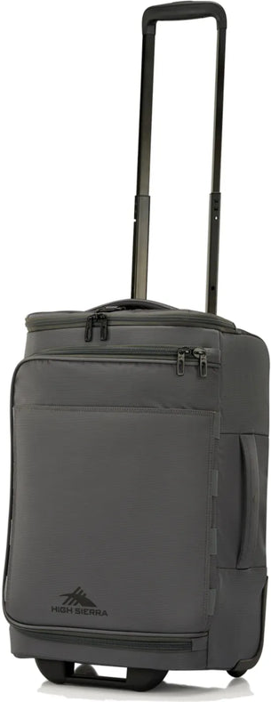 High Sierra Cross Season Pro 55 cm Carry-on Wheeled Duffle - Ash Grey front view for size comparison