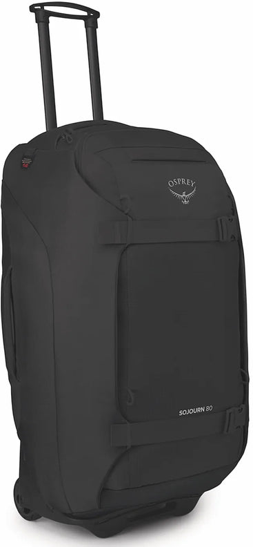 Osprey Sojourn 80L Wheeled Travel Pack - Black front view for size comparison