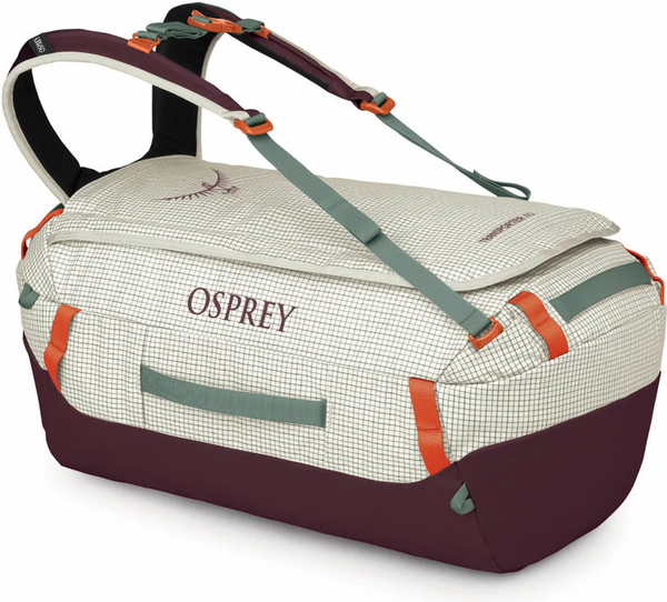 Osprey Transporter 40L Duffel Bag - Mystery White front view for size comparison