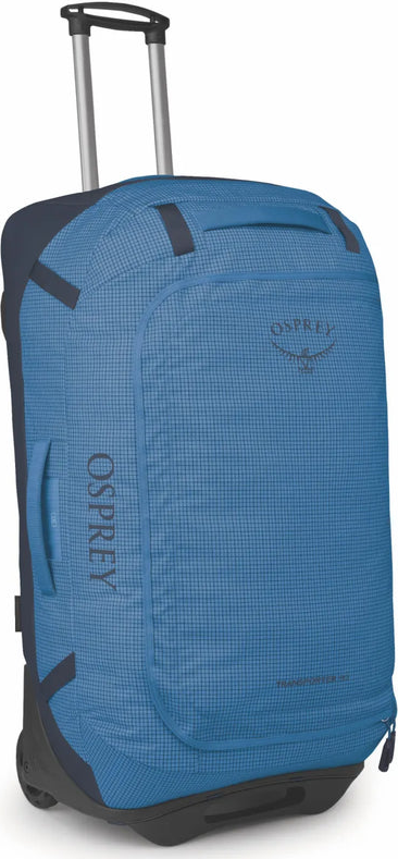 Osprey Transporter 90L wheeled Duffel Bag - Blue Flame front view for size comparison
