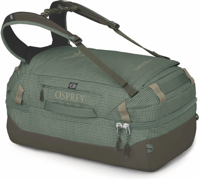 Osprey Transporter Squffel 44L Duffel Bag with Backpack Straps - Pine Leaf shown to scale
