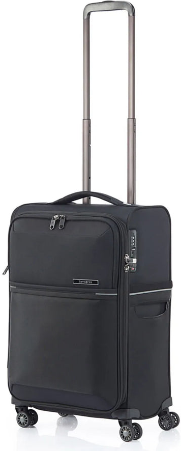 Samsonite 73 Hours 55 cm 4 Wheel Cabin Spinner Suitcase - Black front view for size comparison