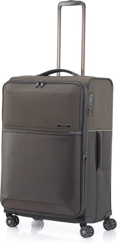 Samsonite 73 Hours 71 cm 4 Wheel Expandable Suitcase - Platinum Grey front view for size comparison