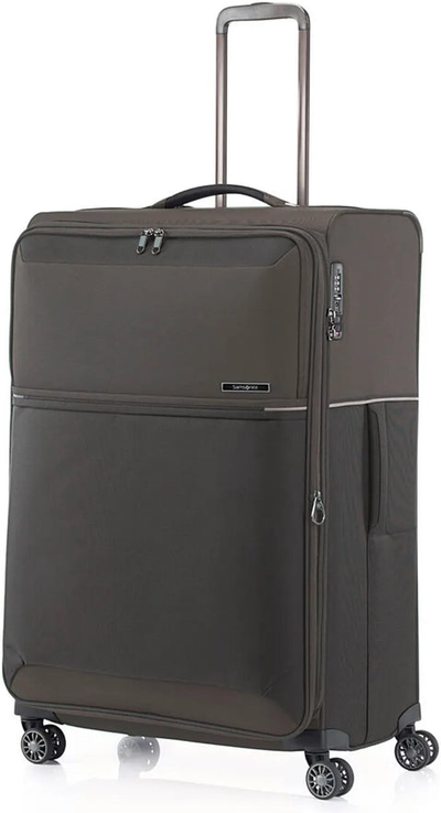 Samsonite 73 Hours 78 cm 4 Wheel Expandable Suitcase - Platinum Grey front view for size comparison