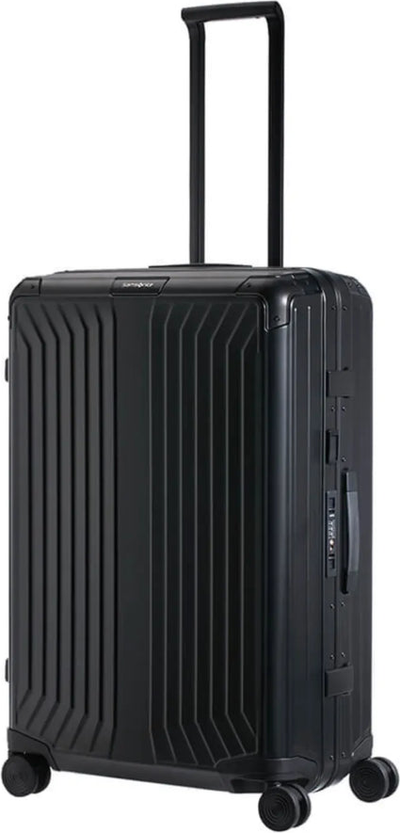 Samsonite Lite-Box ALU Anodised Aluminium 76 cm 4 Wheel Spinner - Black front view for size comparison