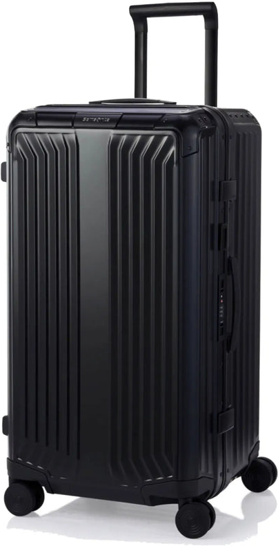 Samsonite Lite-Box ALU Anodised Aluminium 80 cm 4 Wheel Trunk - Black front view for size comparison