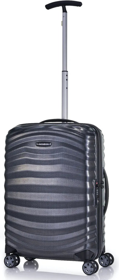 Samsonite Lite-Shock Sport 55 cm 4 Wheel Spinner Carry-On Suitcase - Black shown to scale
