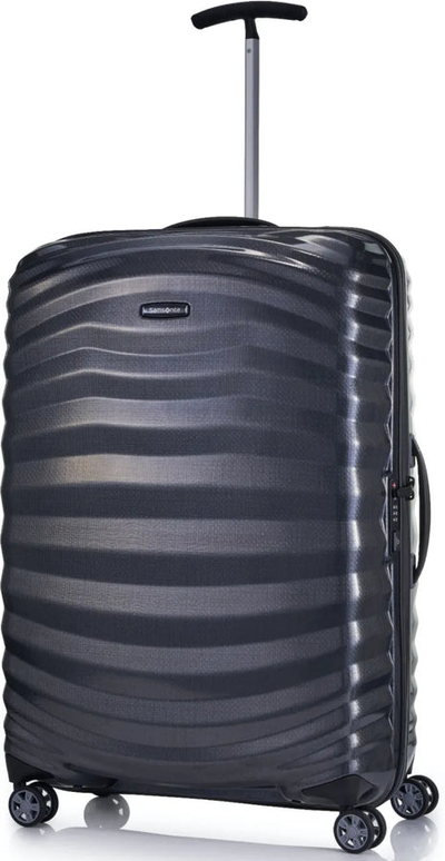 Samsonite Lite-Shock Sport 75 cm 4 Wheel Spinner Suitcase - Black front view for size comparison