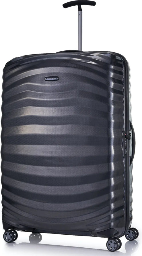Samsonite Lite-Shock Sport 81 cm 4 Wheel Spinner Suitcase - Black front view for size comparison