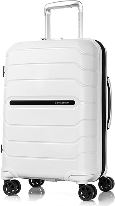 Samsonite Oc2Lite 55 cm 4 Wheeled Expandable Carry-On Spinner Suitcase - Off White shown to scale
