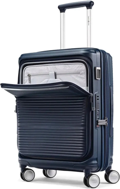 Samsonite Paralux 55 cm Expandable Carry-on Suitcase - Midnight Navy shown to scale