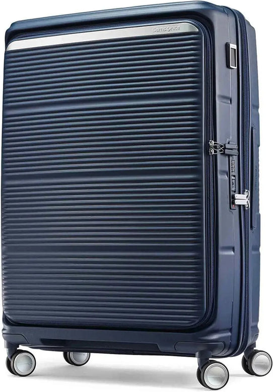 Samsonite Paralux 75 cm Expandable Front Opening Suitcase - Midnight Navy front view for size comparison