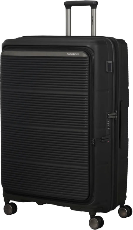 Samsonite Paralux 81 cm Expandable Front Opening Suitcase - Black front view for size comparison