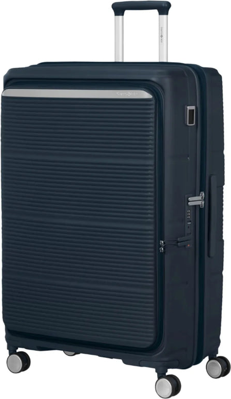 Samsonite Paralux 81 cm Expandable Front Opening Suitcase - Midnight Navy front view for size comparison
