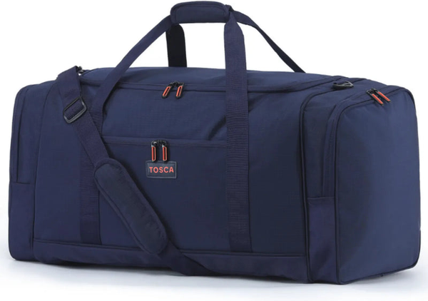 Tosca 70 cm Sports Duffle Bag - Navy / Orange front view for size comparison