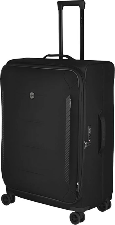 Victorinox Crosslight 76 cm Large Expandable Softside Suitcase - Black front view for size comparison