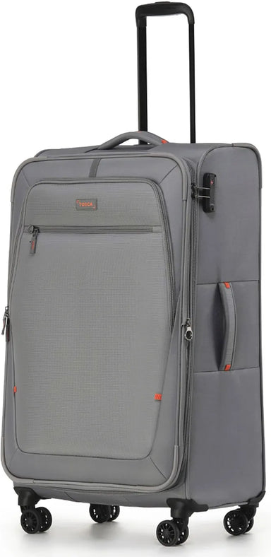 Tosca Luna-Lite 77 cm 4-Wheel Expandable Suitcase - Grey / Orange shown to scale