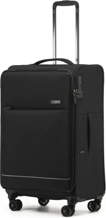 Tosca So Lite 67 cm 4-Wheel Expandable Suitcase - Black front view for size comparison