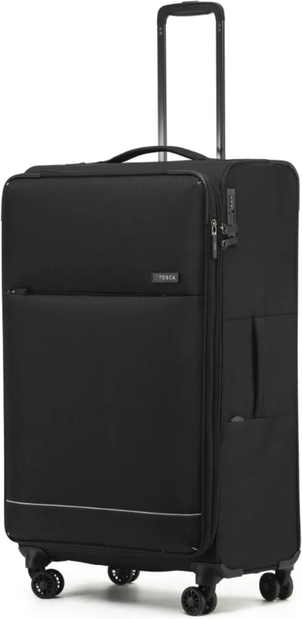 Tosca So Lite 79 cm 4-Wheel Expandable Suitcase - Black front view for size comparison