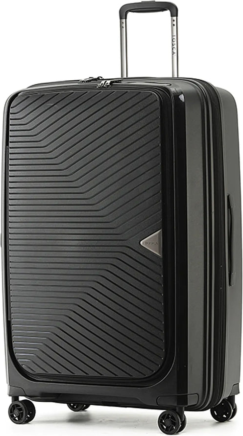 Tosca Space-X 76 cm 4-Wheel Expandable Suitcase - Black front view for size comparison
