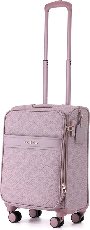 Tosca Willow 55 cm 4-Wheel Expandable Carry-on Suitcase - Misty Rose front view for size comparison