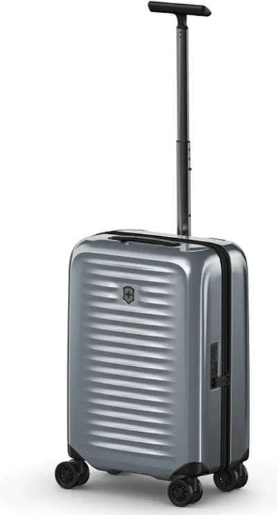 Victorinox Airox Frequent Flyer 55 cm Hardside Carry-On Suitcase - Silver front view for size comparison