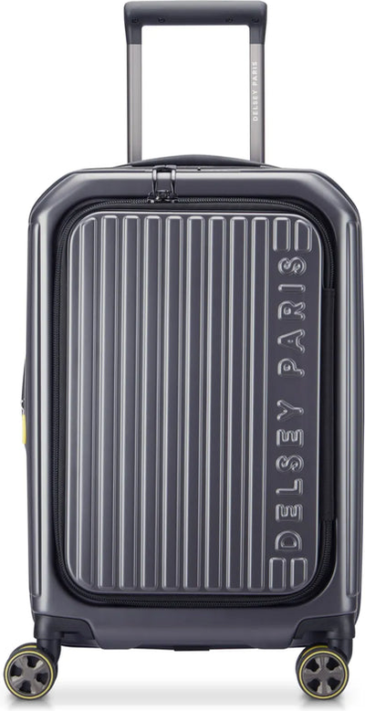Delsey Securitime Zip 55 cm Top Opening 4-Wheel Expandable Cabin Suitcase - Anthracite shown to scale