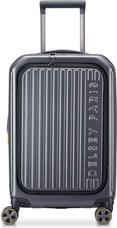 tu-delsey-securtime-zip-55-cm-top-opening-4-wheel-expandable-cabin-suitcase-anth front view for size comparison