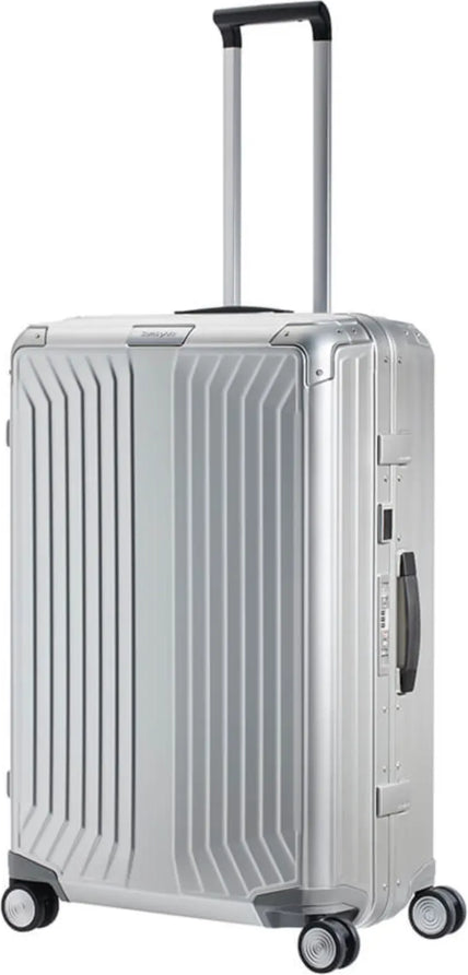 tu-samsonite-lite-box-alu-anodised-aluminium-76-cm-4-wheel-spinner-aluminium front view for size comparison