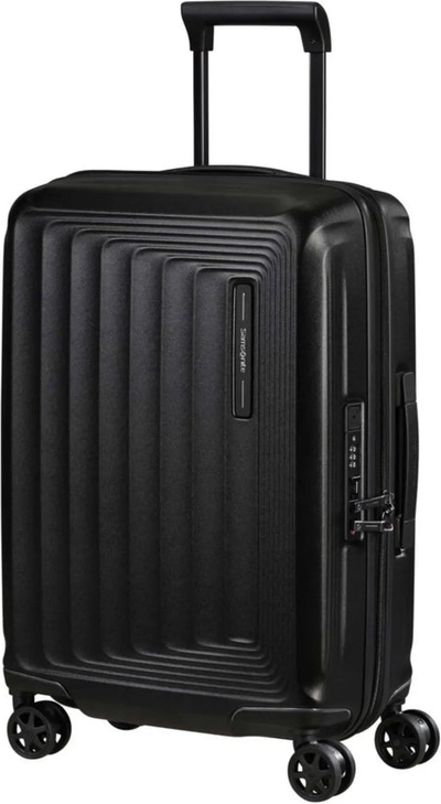 Samsonite Nuon 55 cm Expandable Cabin Spinner Suitcase - Matt Graphite shown to scale