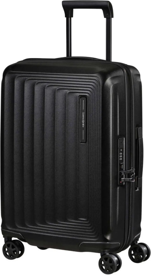 tu-samsonite-nuon-55-cm-expandable-cabin-spinner-suitcase-matt-graphite front view for size comparison