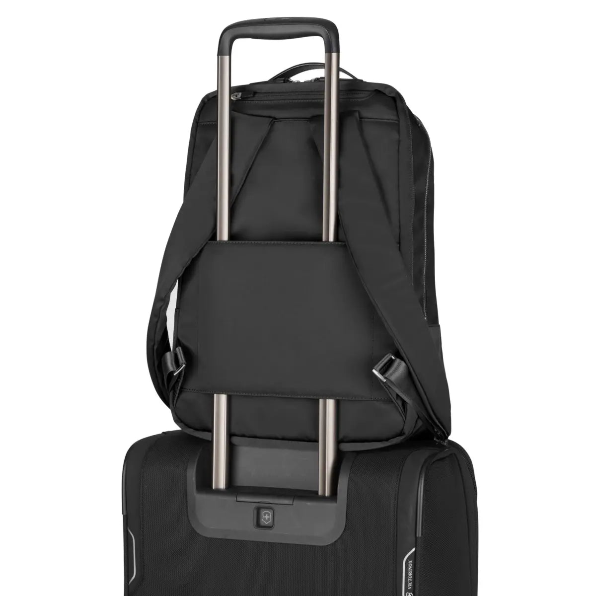 Luggage sleeve on back (Luggage sold separately)