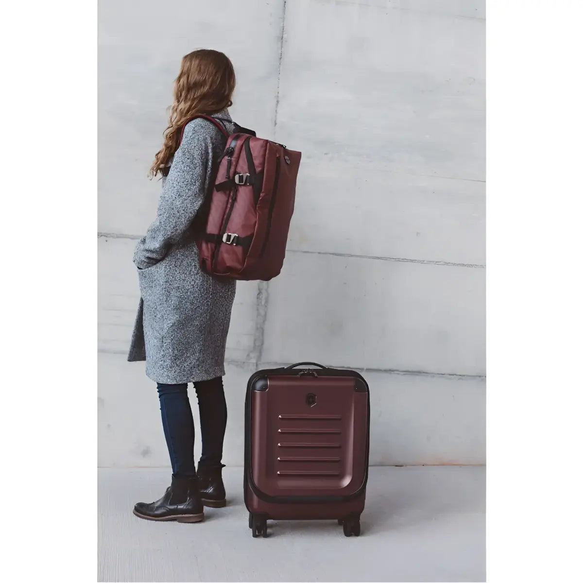 Victorinox VX Touring - 17" Laptop Backpack - Burgundy (LIMITED EDITION) - Shown with coordinating Victorinox carry on.
