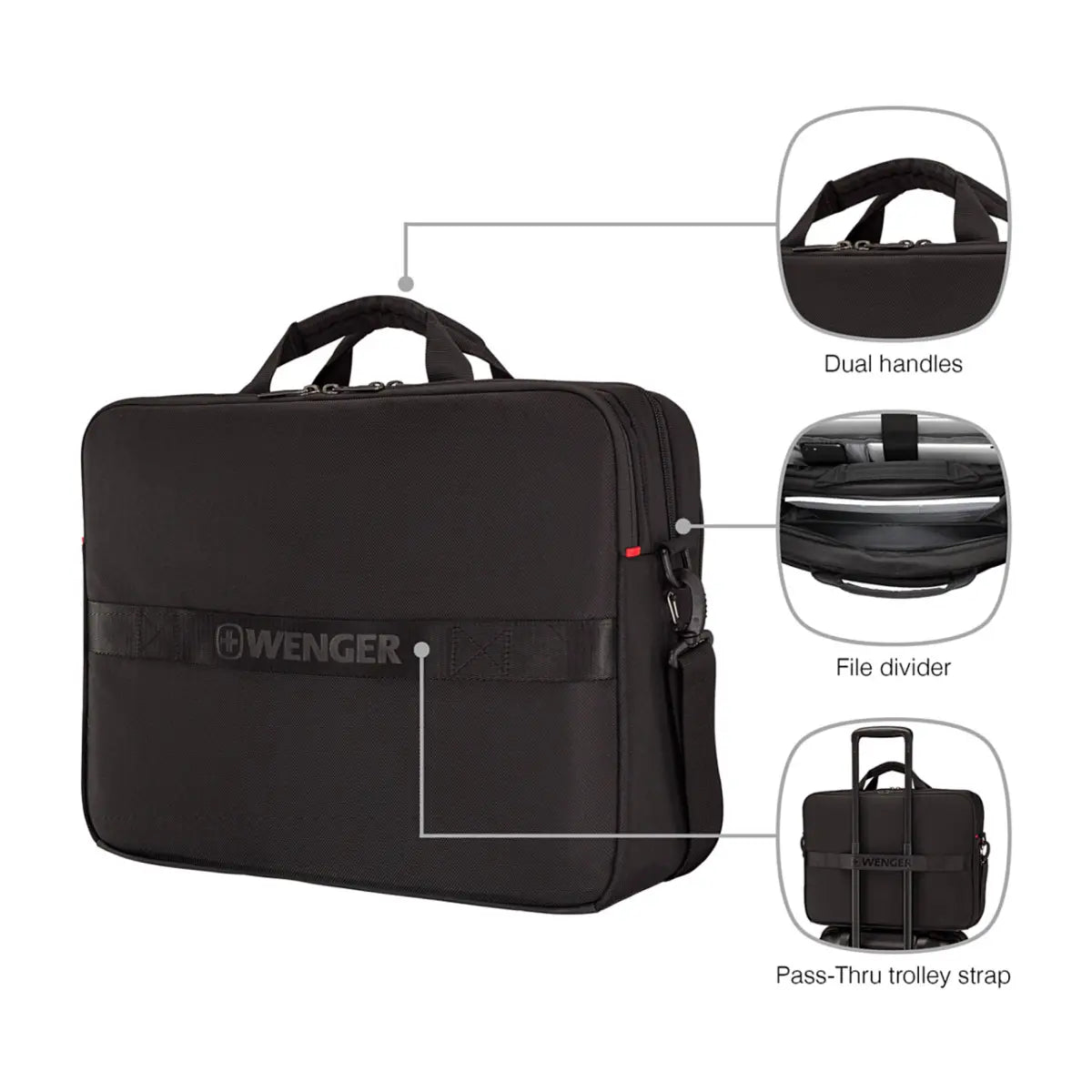 Wenger XE Brief 17’’ Laptop Briefcase with Tablet Pocket - Black