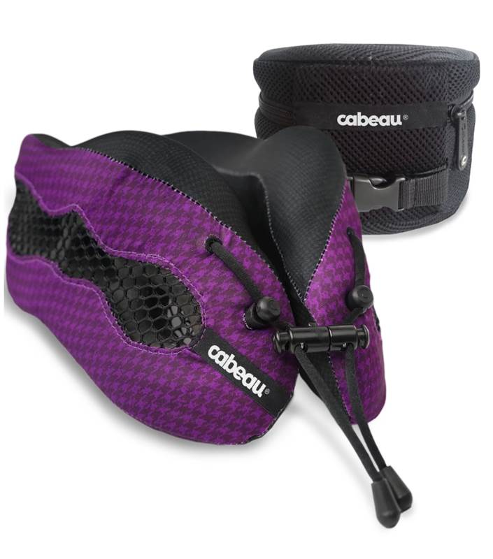 Cabeau Evolution Cool 2.0 Memory Foam Travel Pillow - Purple (Inc Ear Plugs and Travel Bag)