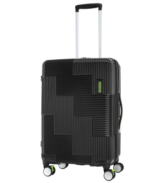 American Tourister Velton 4-Wheel 69cm Expandable Suitcase - Black/Lime Green