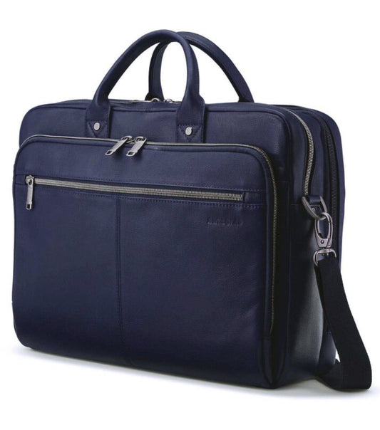 Samsonite Classic Leather Toploader 15.6" Laptop Bag - Navy