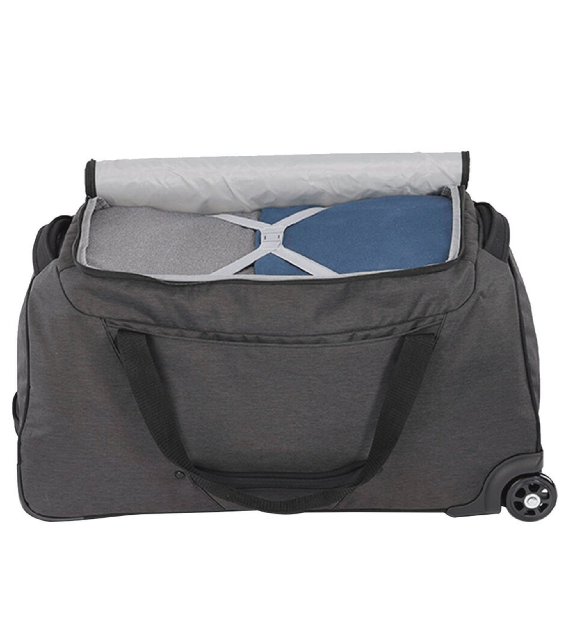 Roomy single compartment design with large U-shaped opening for easy access