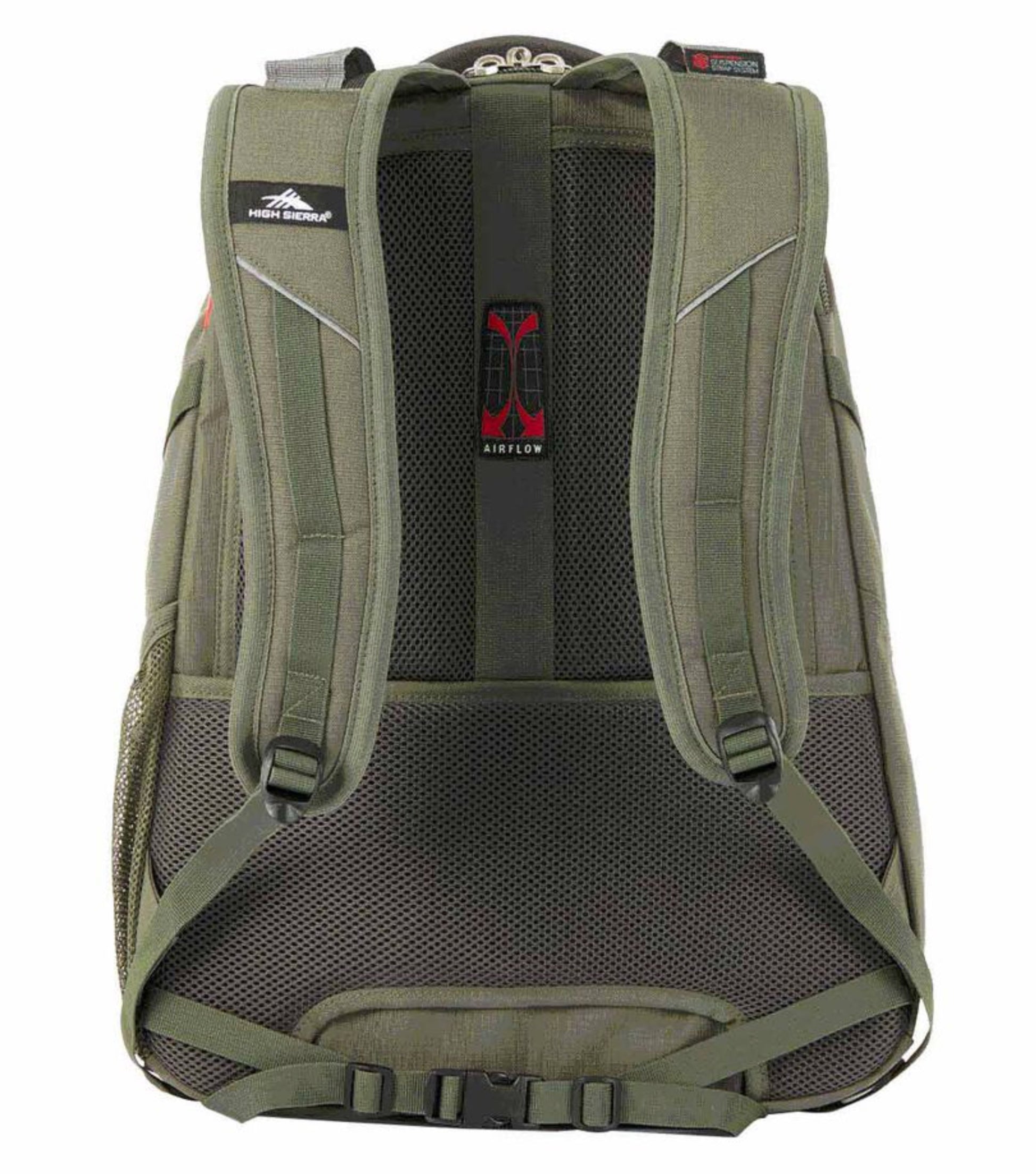 Padded Airflow™ back panel with suspension backpack straps for ergonomic comfort