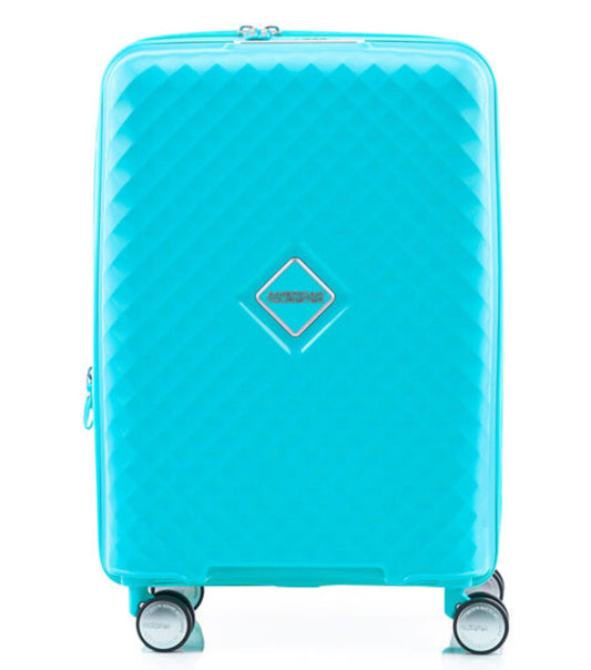 American Tourister Squasem 55 cm Expandable Carry-On Spinner Luggage - Aqua Blue