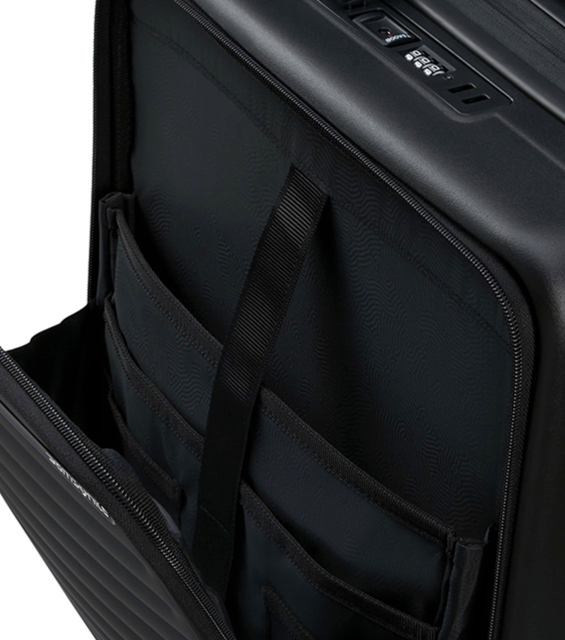 Laptop and tablet pockets in front compartment