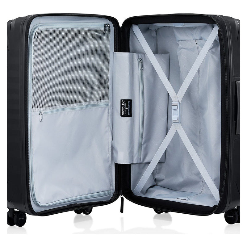 Samsonite OctoLite Neo opened with divider and cross ribbons