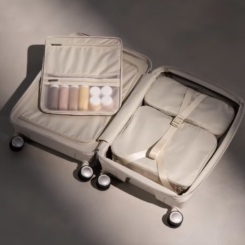 Samsonite Paralux carry-on packed with its packing cubes