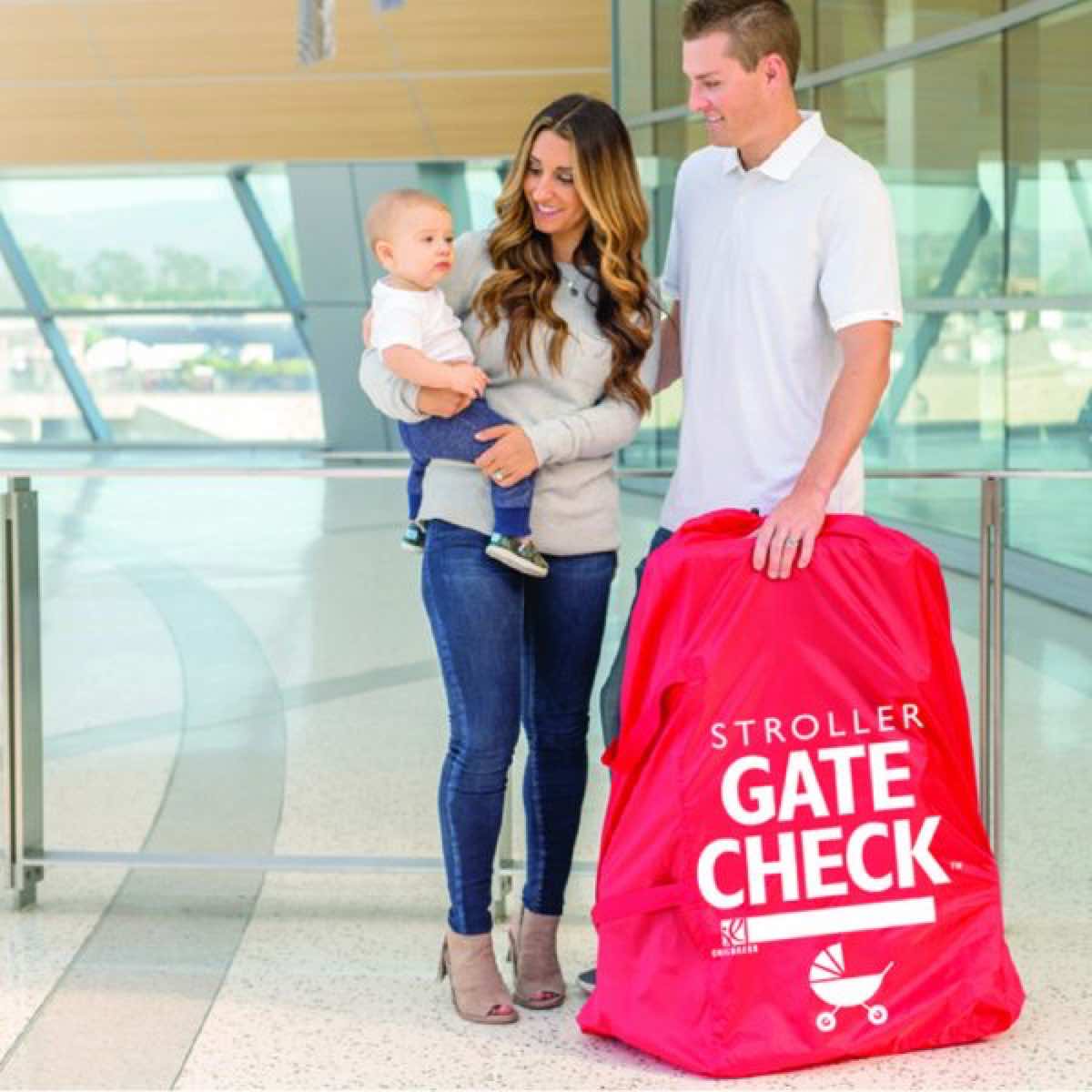 The bags bright red color and large graphics easily identify your item for return to gate