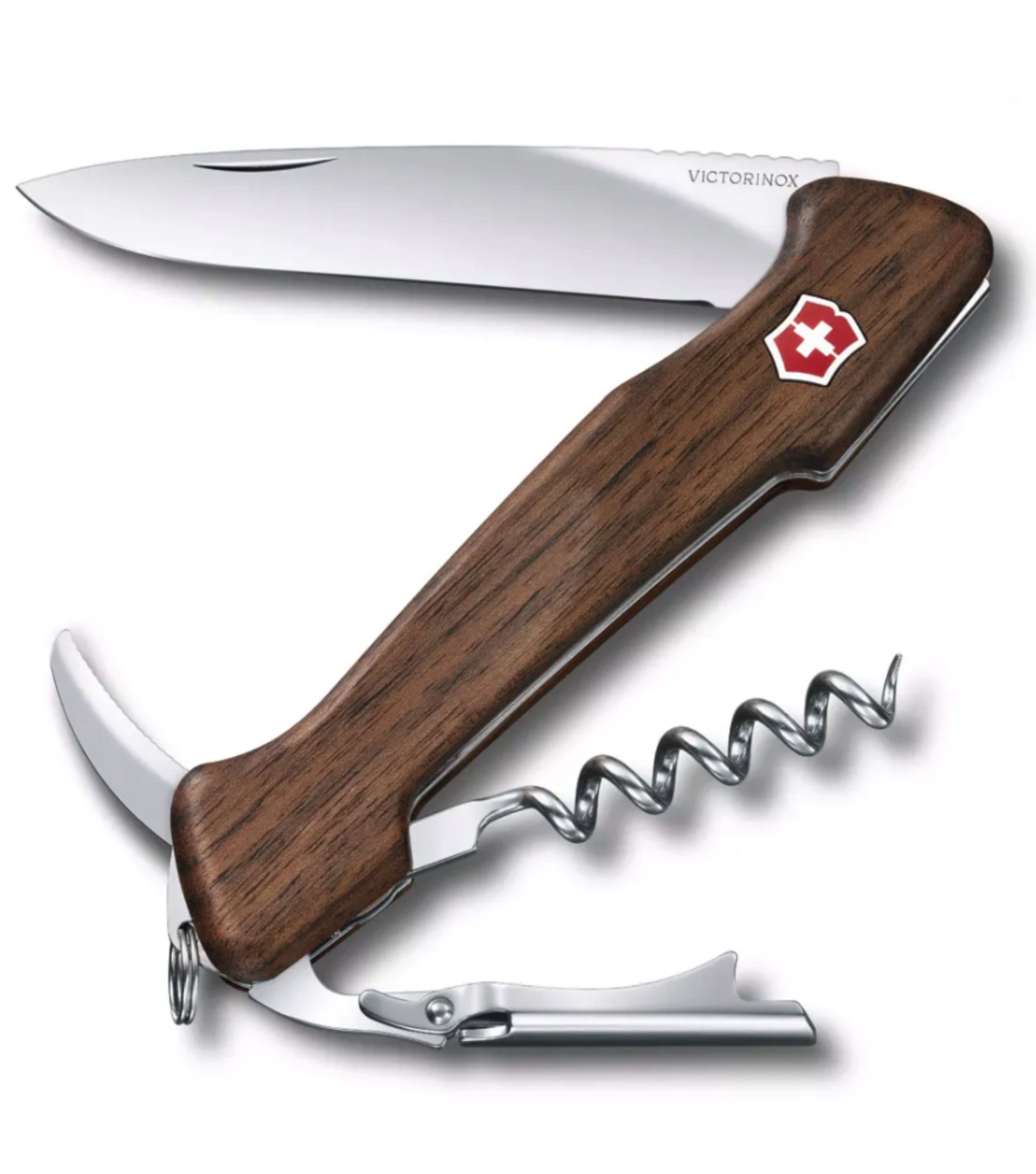 Victorinox Wine Master Wood Swiss Army Knife with leather pouch - Walnut Brown