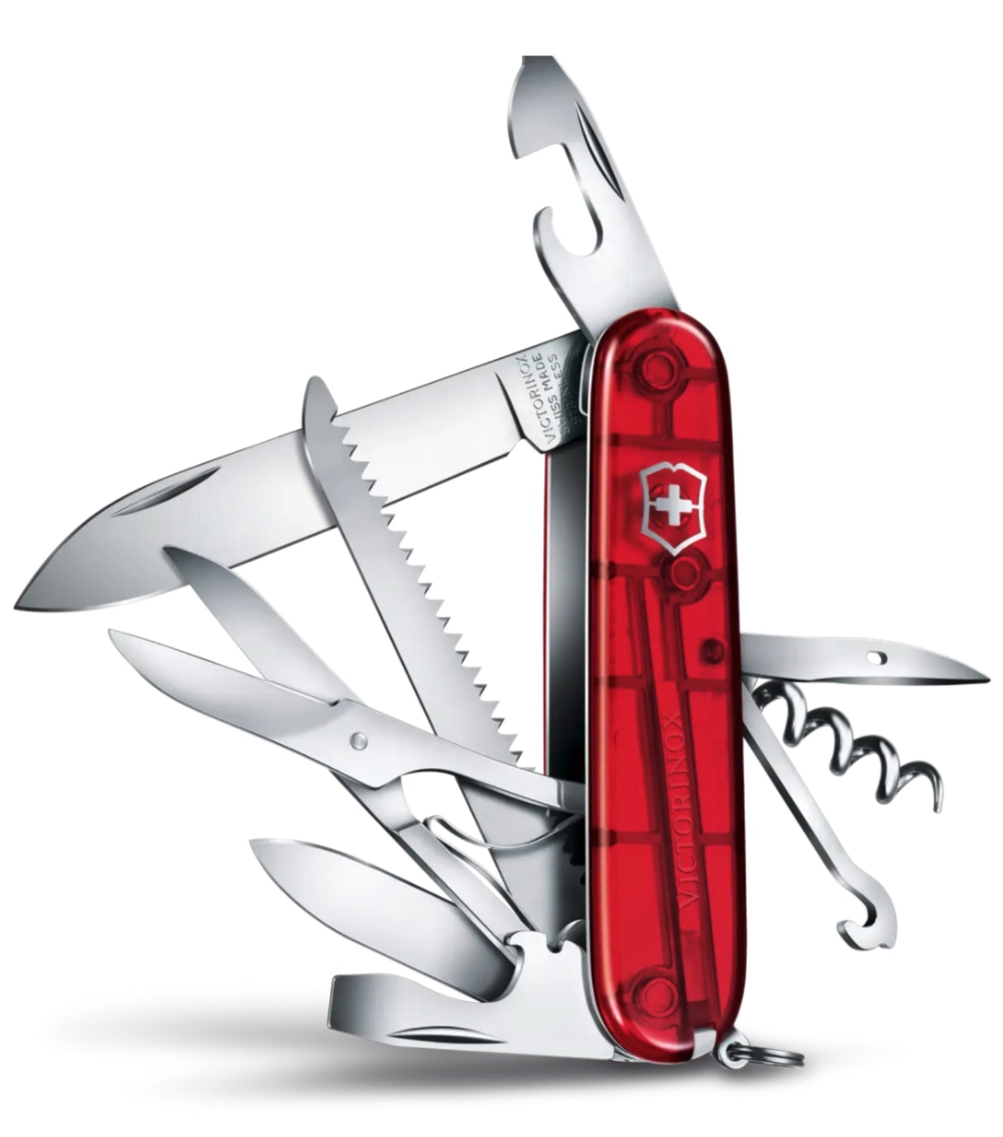 Swiss made pocket knife with 15 functions